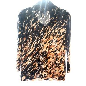 Zenergy 🅝🅦🅞🅣 Front Pockets Animal Print Sweater Size 1